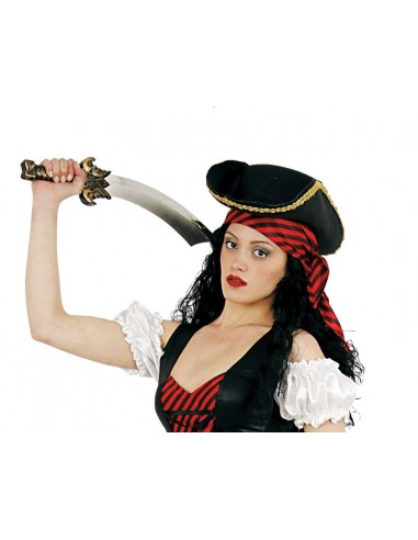 Μαύρο Πειρατικό Καπέλο με Πλεξούδα Ενηλίκων