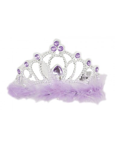 Silver Tiara with Purple Feathers