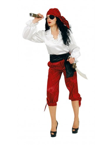 Red-Black Stripped Woman Pirate Pants