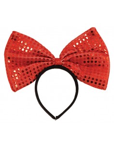 Red Sequins Cue Bow